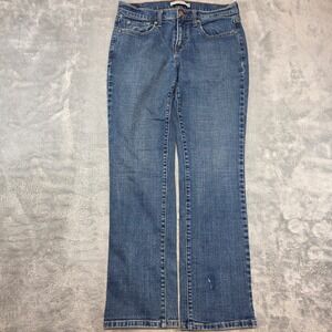 Levi's Women 8 Stretch Blue Jeans 505 Straight Leg Mid Rise Stretch Medium Wash